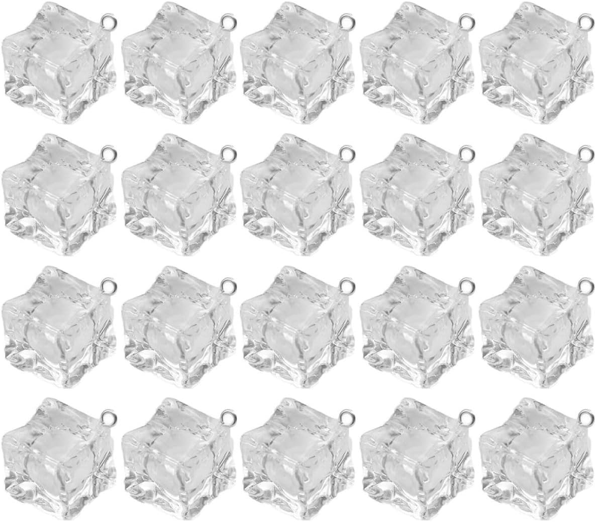 20pcs Miniature Ice Cube Charms for Jewelry Making DIY Pendants Earrings Keychain Accessories Creative Hanging Decorations for Crafts