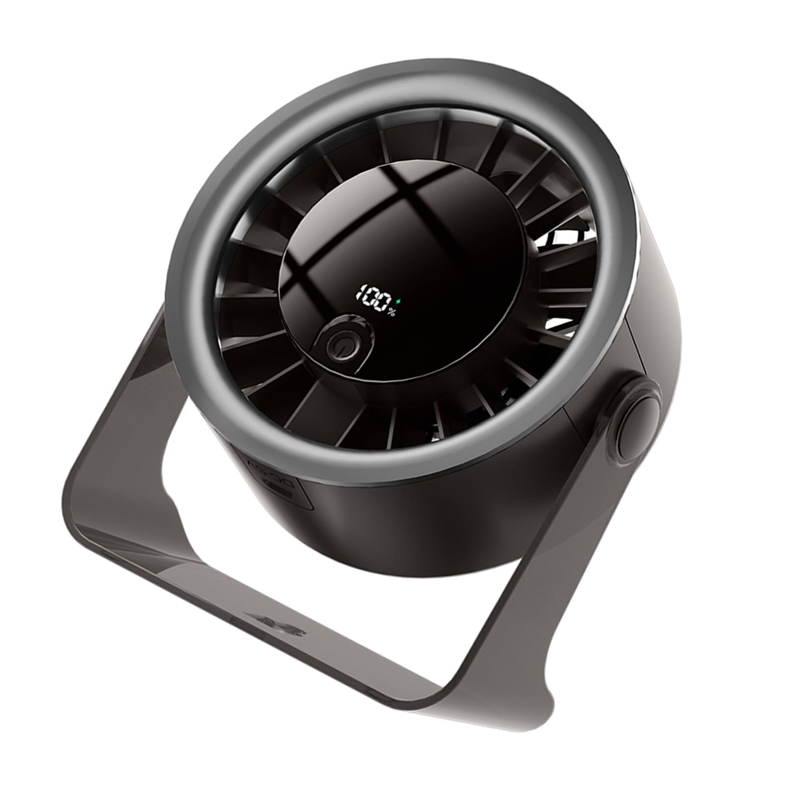 Buxuaaaa ABS Desktop and Wall Mounted Rechargeable Fan Including LED Screen and 1800mAh Power Cell Grape Gray Fan