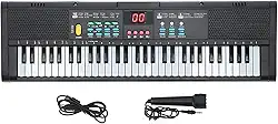 Estink Kids Keyboard Piano 61 Keys Piano Digital Elétrico Com Conectividade USB de Microfone para Crianças e Iniciantes 6 Músicas de Demonstração 16 Tons de karaokê Função