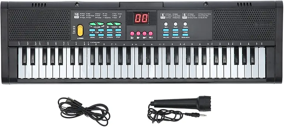 Estink Kids Keyboard Piano 61 Keys Piano Digital Elétrico Com Conectividade USB de Microfone para Crianças e Iniciantes 6 Músicas de Demonstração 16 Tons de karaokê Função