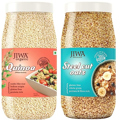 Image of JIWA healthy by nature Organic Quinoa, 1 Kg, (Certified Organic & Gluten Free) & Steel Cut Oats, 1Kg (Gluten Free)