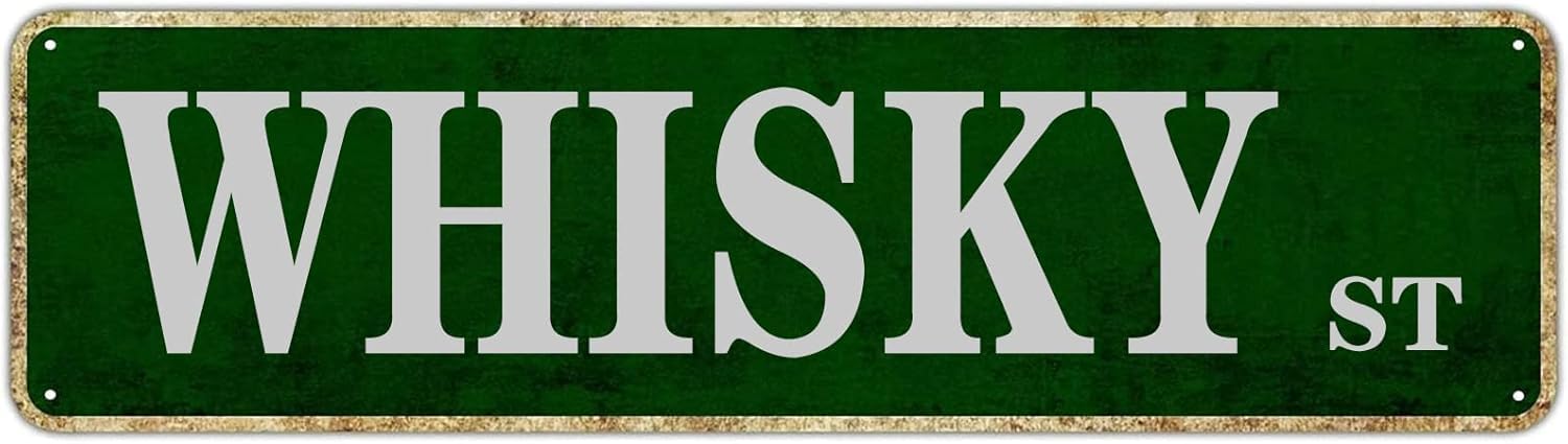 peiyeety Whisky St Vintage Metal Tin Sign, 4x16 Inch Rustic Bar Themed Wall Decor, Retro Sign for Home, Bar, Waterproof Tin Sign, Durable Wall Art