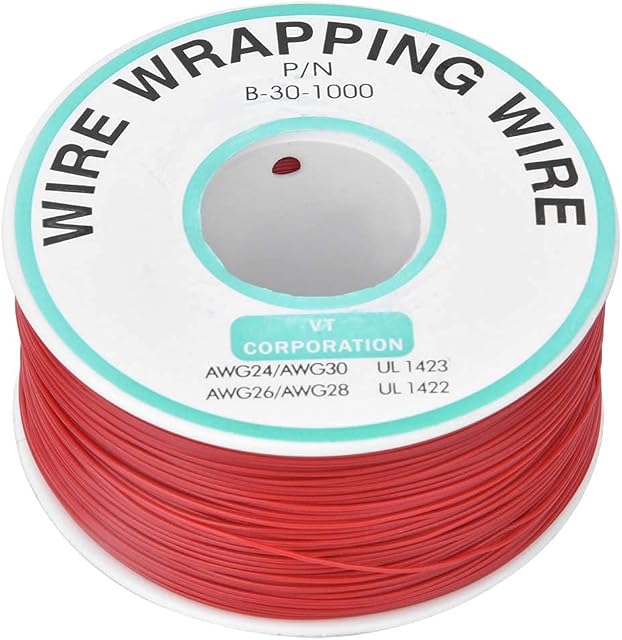 LANTRO JS 300m Tin Plated Copper Wire Wrapping, 30 AWG Insulation Wrapping Copper Test Cable, Single Strand Red Copper Wire or Eletronic Test