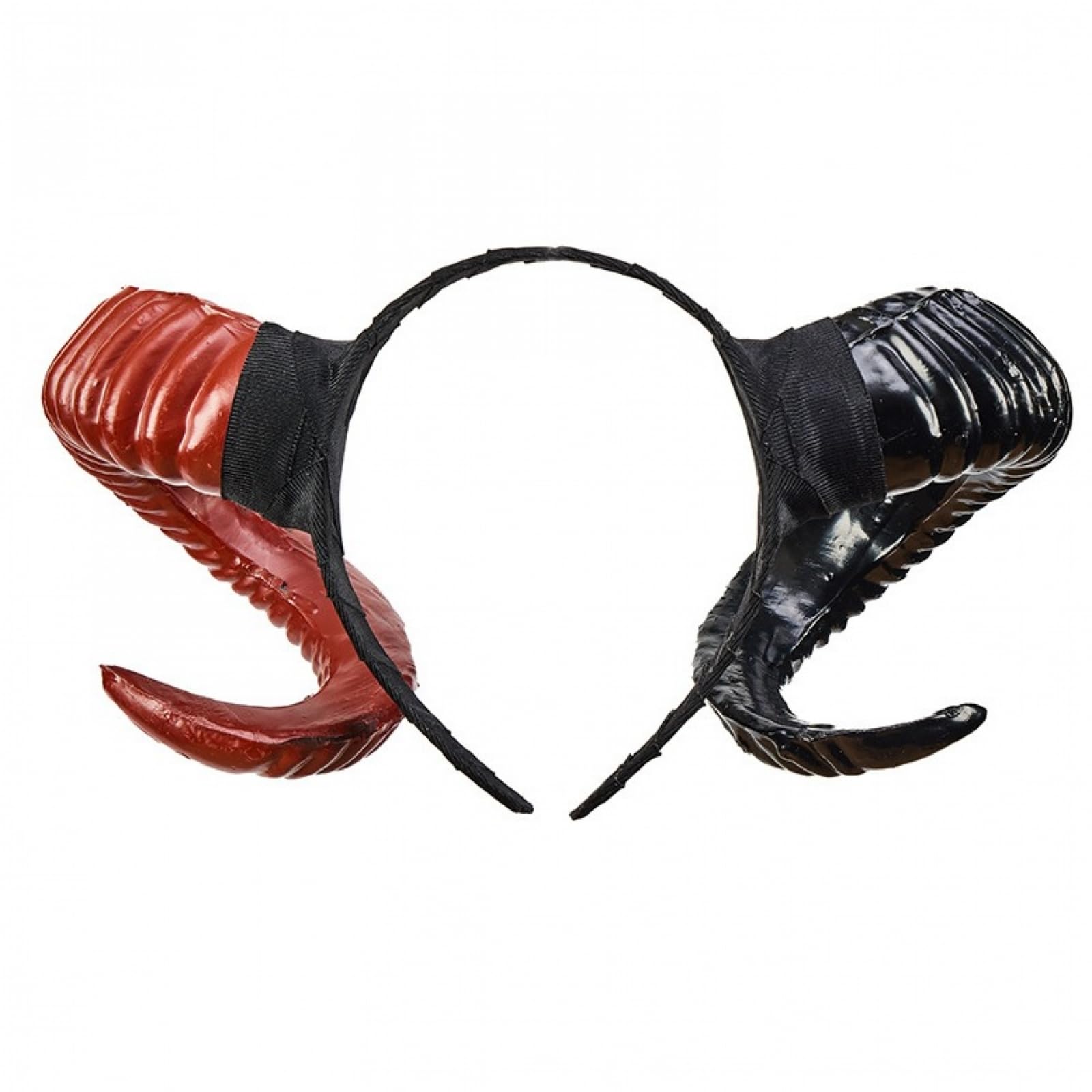 ESSECMBS Women Halloween Devil Horn Headband Black Gothic Curved Ram Horn Hair Hoop (Black, One Size)