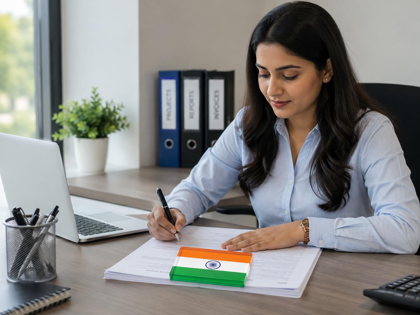 Panku Acrylic Indian Flag Design Paper Weight for Office Desk(Pack of 1) 3