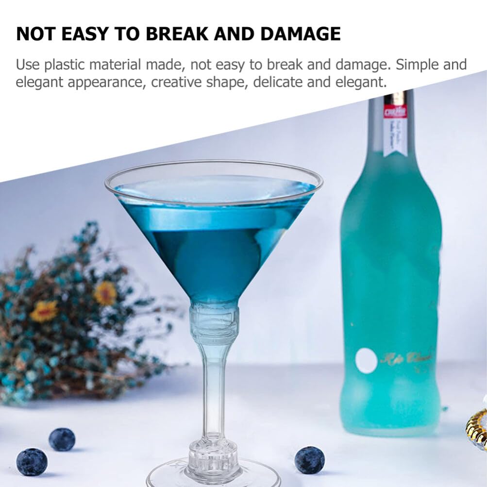 Wedding Disposable Cups Plastic Martini Glasses, Set of 10 Plastic Cocktail Glasses, Wine Cup for Poolside, Outdoors, Camping, and More Disposable Wine Glass