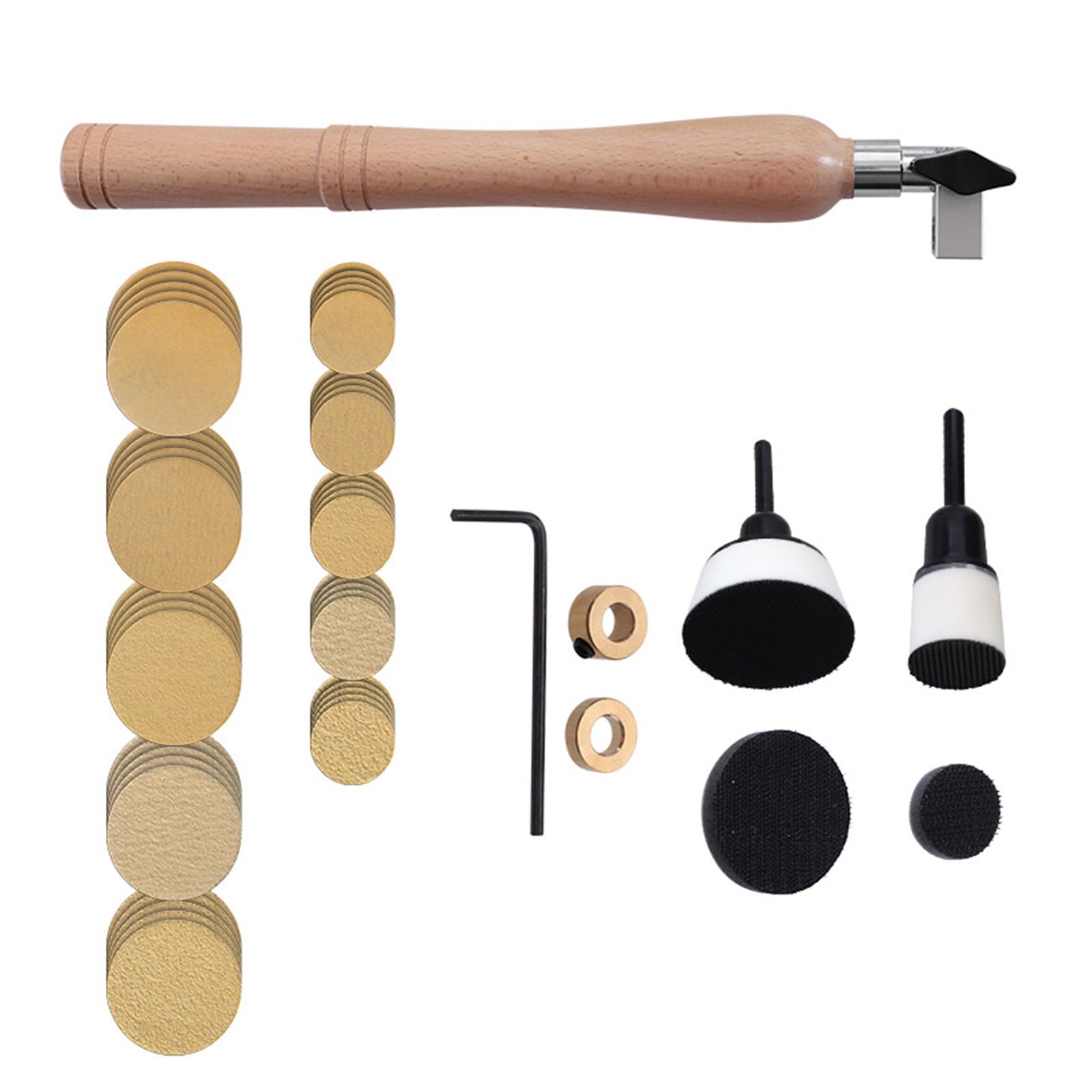Kits de lijado de cuencos, bloque de lijado, herramientas de torno de madera con discos de lijado de gancho, placas de respaldo de 2.5 cm, almohadilla de interfaz de espuma