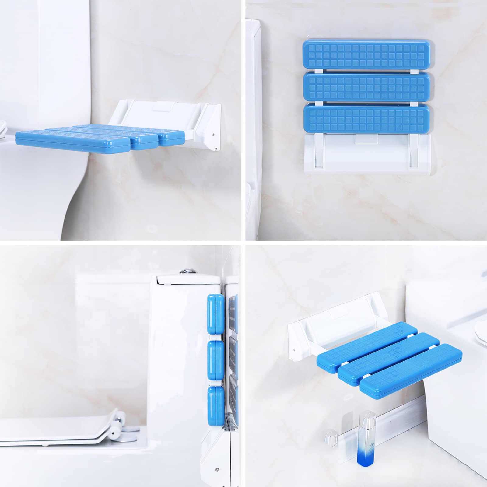 Asiento Ducha Abatible Pared, Taburete Ducha Plegable Montado en la Pared para Mayores, Ancianos, Minusválido, Mujer Embarazada, Silla Ducha Plegable Pared, Banco para Baño, Carga 130 kg(Color:blanco)
