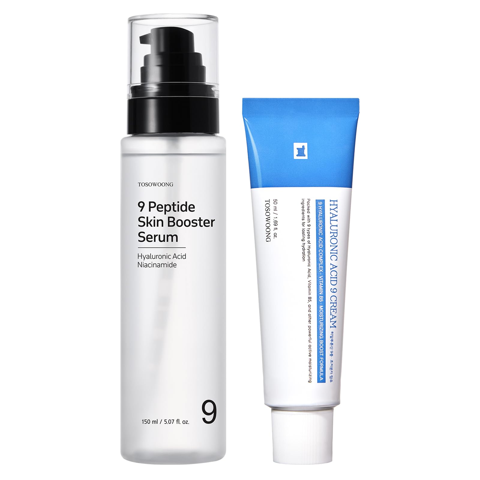 TOSOWOONG Ultimate Hydration & Skin Renewal Duo: Hyaluronic Acid 9 Cream & 9 Peptide Skin Booster Serum für einen strahlenden Teint