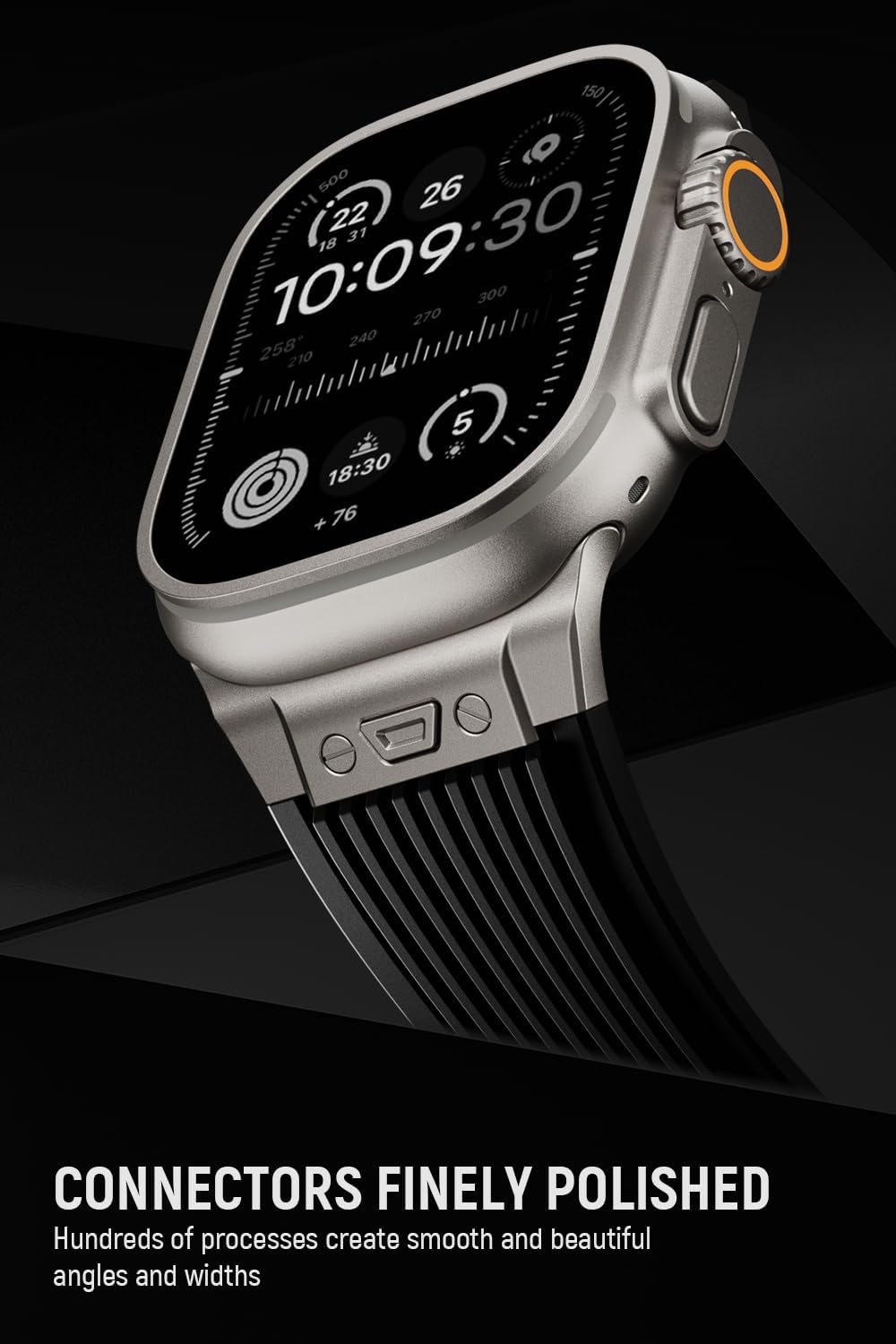 VeveXiao Luxury Durable Rugged Band Compatible with Apple Watch Ultra Band 49mm 45mm 44mm 42mm , Soft Silicone Replacement Bands for iWatch Ultra 2 Series 9 8 7 6 5 4 3 2 1 SE Men Women Strap (49mm/45mm/44mm/42mm, Titanium starlight)