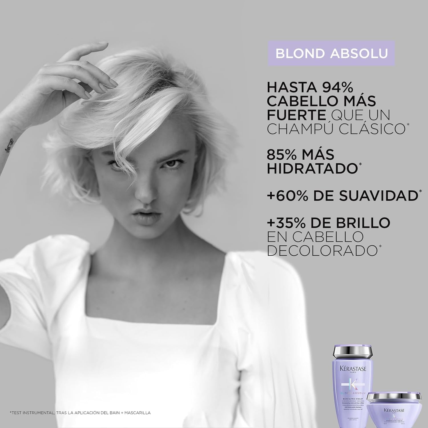Kérastase Blond Absolu, Rutina para todo tipo de cabello rubio, Champú hidratante, Acondicionador restaurador y Mascarilla ultravioleta, Para cabello rubio o con mechas