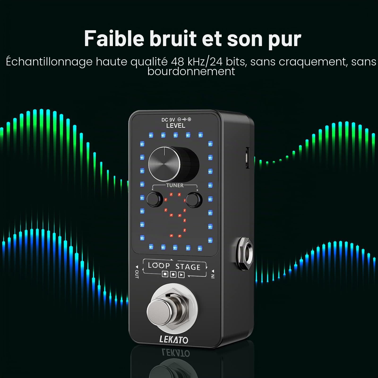 LEKATO Pédale d'effet Looper pour guitare électrique et basse avec câble USB