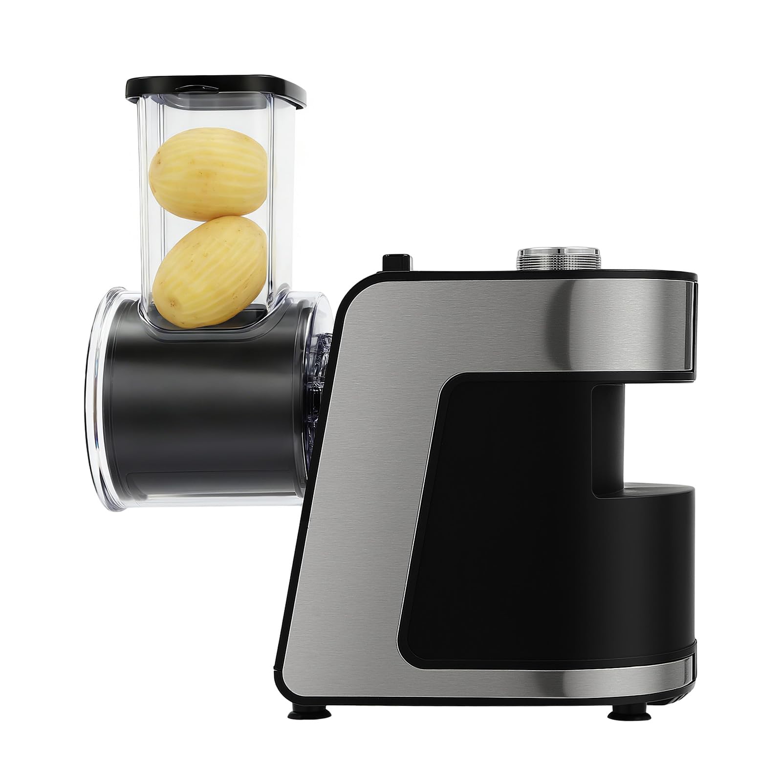 Cortador eléctrico de verduras de 1000 W, de acero inoxidable, rallador de verduras multifuncional con 10 cuchillas de repuesto, para patatas, rábanos, cebollas