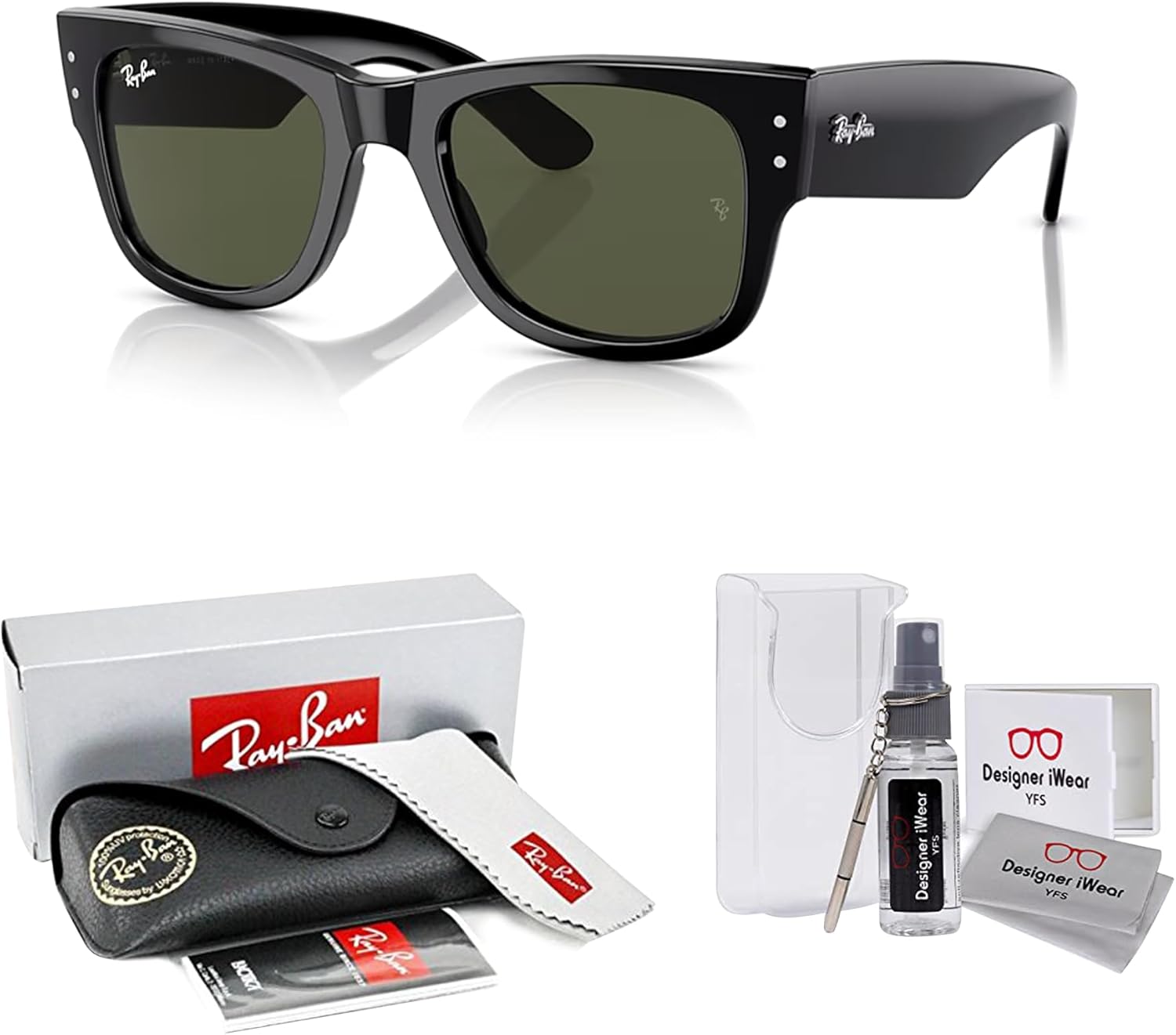 Ray-Ban RB0840S Mega Wayfarer Square Sunglasses for Men for WoMen + BUNDLE With Accessory Cleaning KIT - Image 2