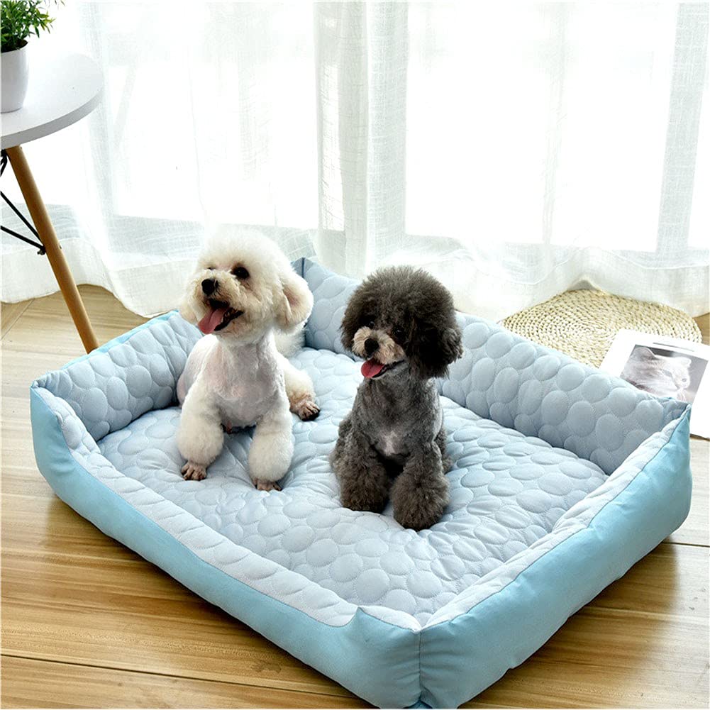 Coussin Rafraichissant pour Chien - Tapis Rafraichissant Chien - Paniers Et Mobilier pour Chiens - Idéal pour Chiens Et Chatspour Rester Au Frais Cet étéBlue-90cm