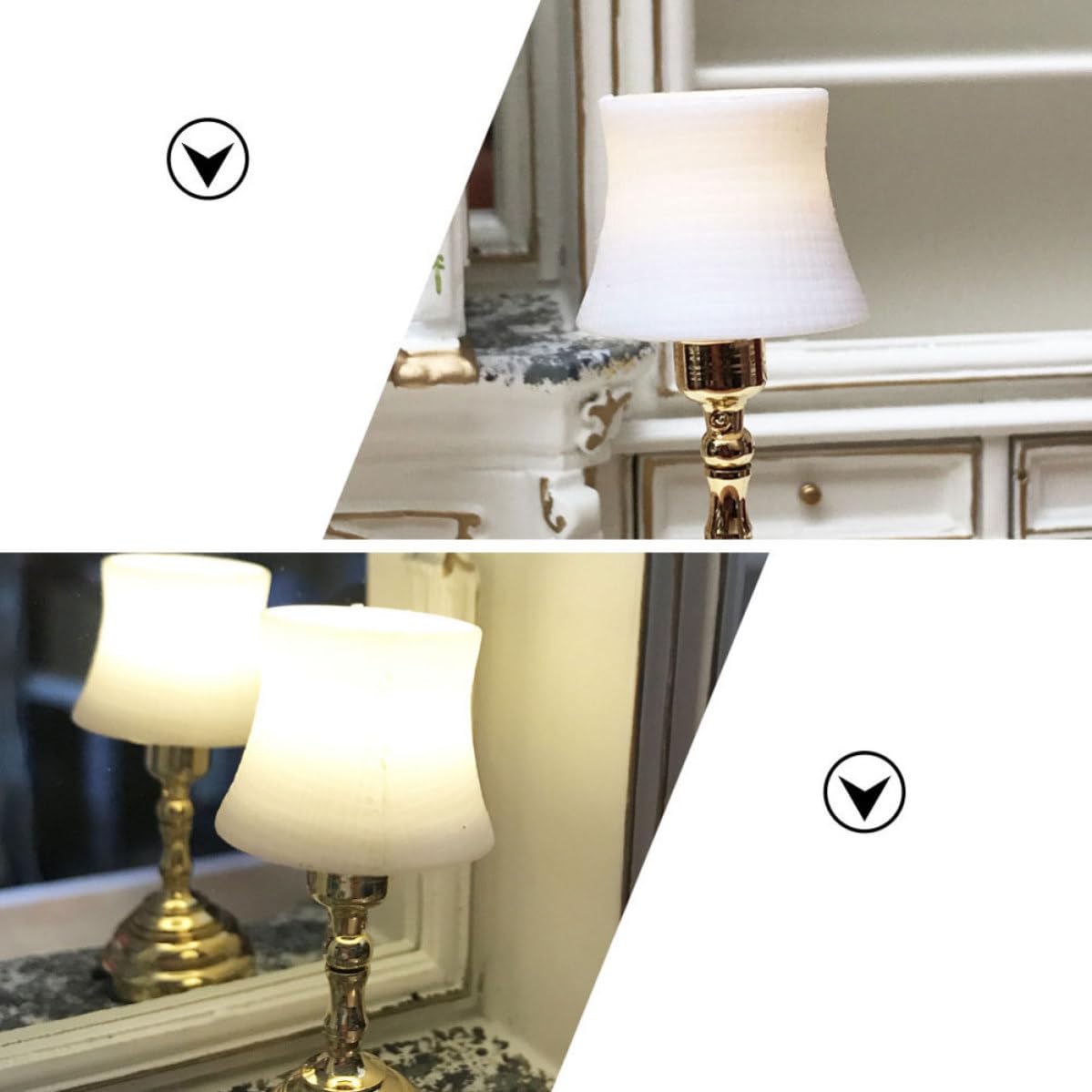 CLISPEED 2 Piezas Mini Lámpara de Mesa LED Decorativa para Casa de Muñecas, Material Plástico y Aleación de Aluminio, Adecuado para Decoración DIY de Mini Casas y Escenas