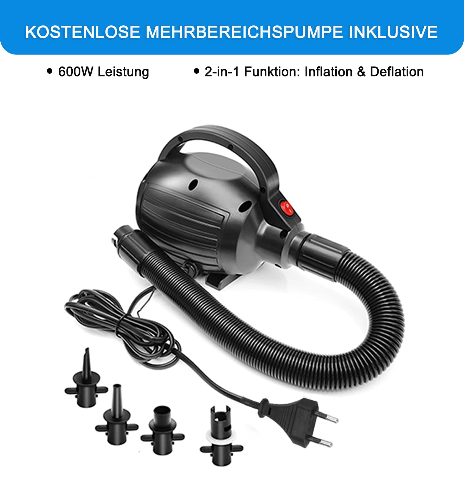 Aufblasbare Gymnastikmatte 2-8m Turnmatte, 10/20cm Dicke Air Matte mit Pumpe, Tumbling Matten für Yoga, Fitness, Zuhause & Garten