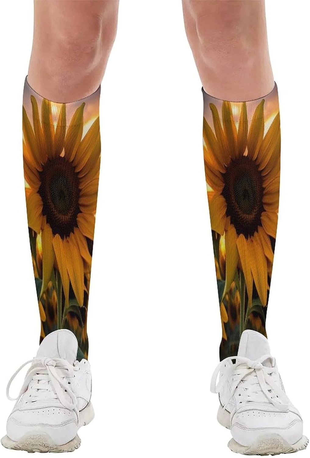 Farm Sunflower Compression Sock Circulation Support Socks Lightweight Knee High Tube Sock Over-The-Calf Sock for Adult