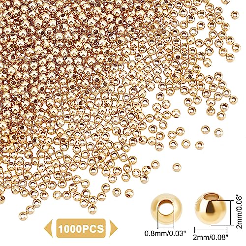 UNICRAFTALE 1000pcs 2mm 304 Stainless Steel Spacer Beads Golden Round Loose Beads Metal Crimp Bead Tiny Smooth Hollow Rondelle Bead for DIY Bracelet Jewelry Making Crafting - Image 3