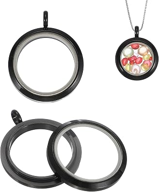MECCANIXITY Living Memory Locket Charm, Round Floating Locket Pendants Stainless Steel Clear Glass Photo Charm for Women Necklace