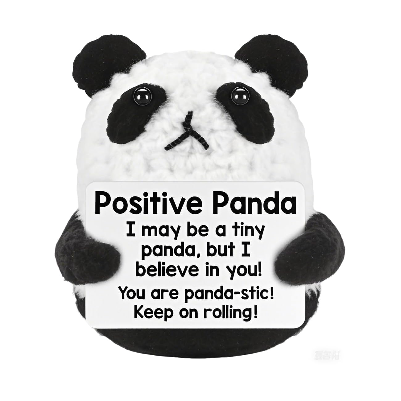 MLZTINGR Funny Positive Panda | Positive Crochet Animal Panda with Inspirational Map | Positive Gifts Emotional Support Handmade Wool Doll Panda Gifts