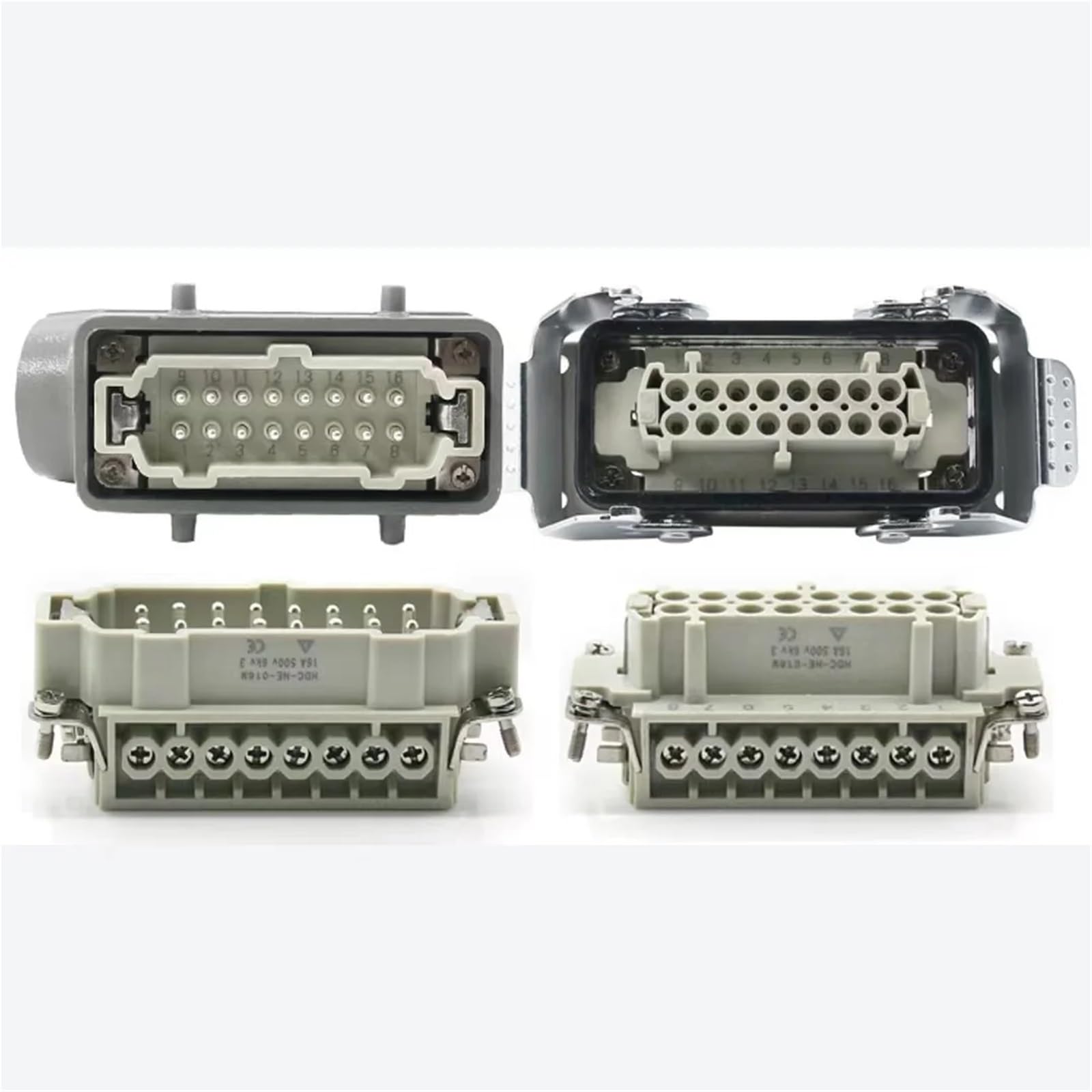 Connecteur rectangulaire robuste HDC-HE4 6 10 16 20 24 32 48 broches 16 A ligne latérale (ligne latérale à 32 noyaux)