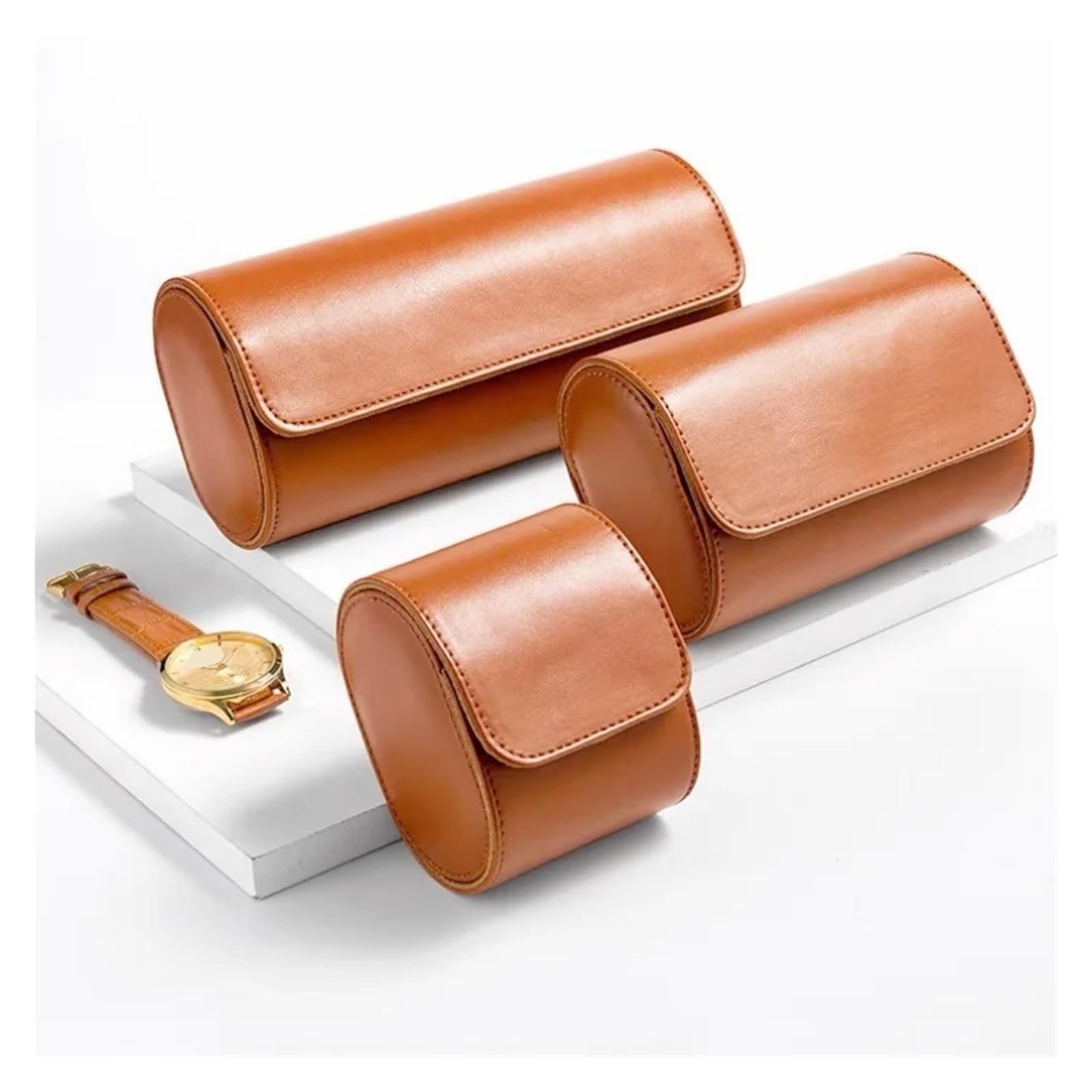 Aufbewahrungstasche für Uhren Uhrenbox, Uhrenetui, Uhrentasche, Organizer, klassische Reiseaufbewahrung, Ledertasche, aus PU-Leder, tragbares for die Reise(Gray 1 Bits)