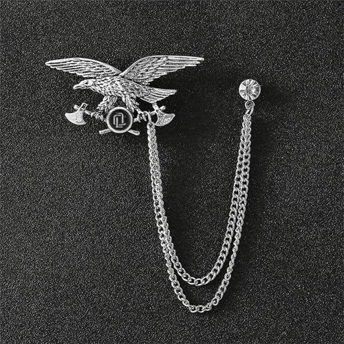 Image of 2PCS Crystal Hanging Chain Brooch Suit Pin for Men Women Vintage Crown Cross Star Diamond Broochs Gold and Silver Wedding Brooch for Clothes Dress Hats Bags Accessory