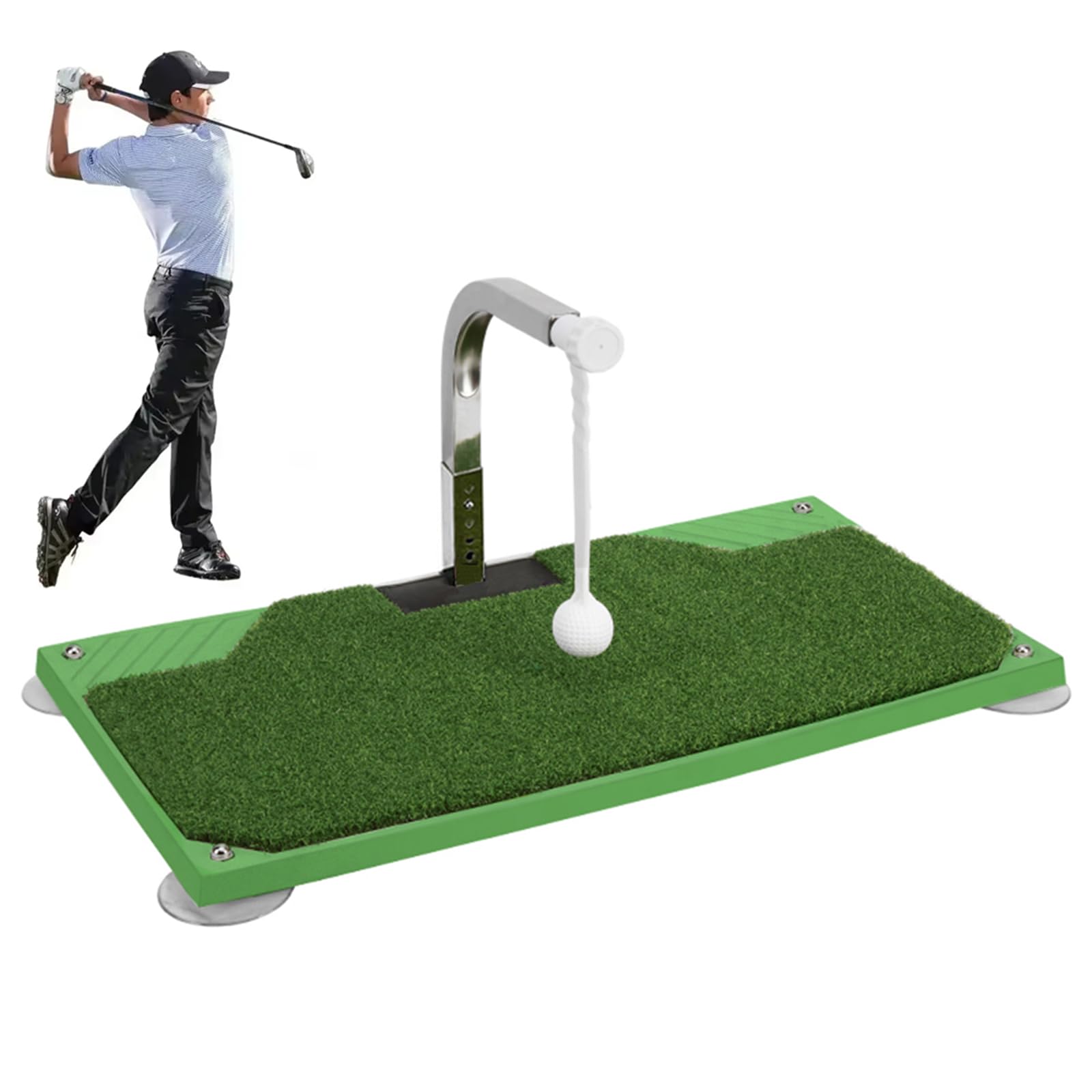 Alfombrilla de entrenamiento de golf con altura ajustable, ayuda de práctica de swing para uso en interiores y exteriores