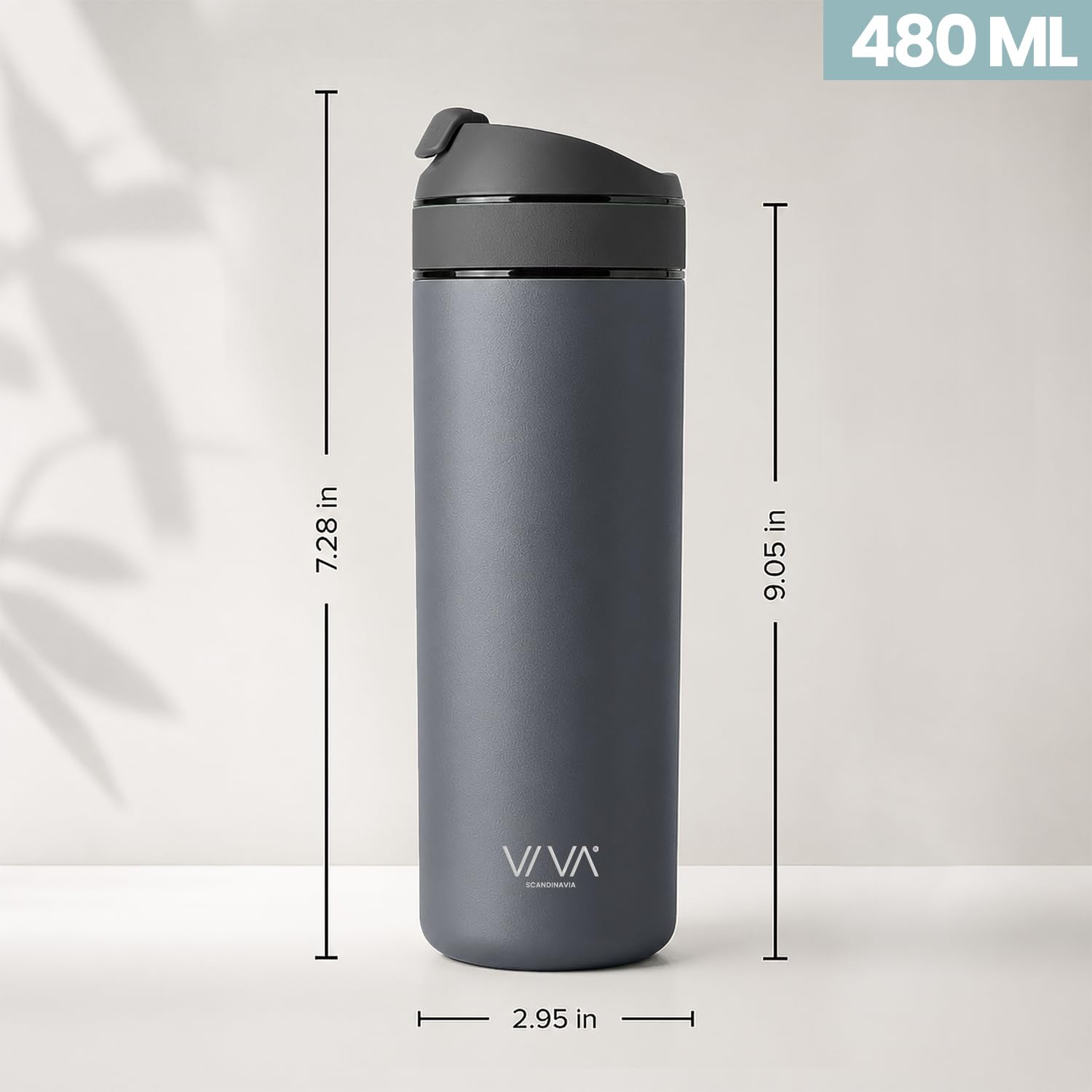 Kubek termiczny Coffee to go, szwajcarski nóż pod termosem z wyjmowanym filtrem do kawy i herbaty, trwały materiał premium, wodoodporny, szary 0,46 l