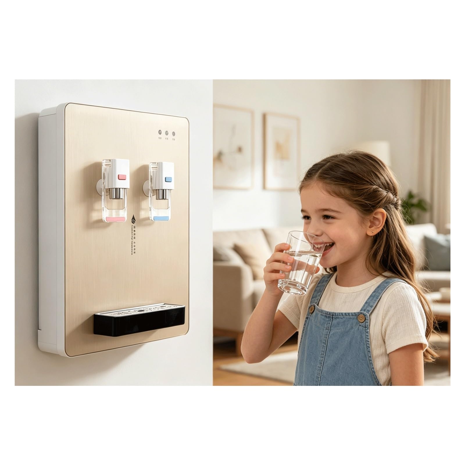Dispensador De Agua Fría Y Caliente De Pared,Calentamiento Rápido De 2000W,Fuente De Agua Instantánea con Depósito De Acero Inoxidable De 4L,3 Luces LED Indicadoras,para Cocina Y Oficina