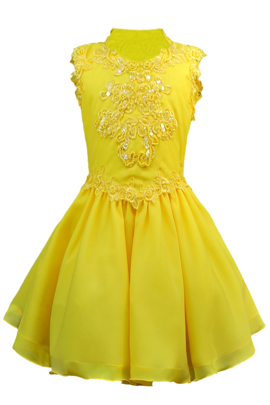 Amazon.com: Girl Flower Pageant Wedding Dresses Sequins Beads Embroidered  Trim Yellow (7): Clothing, Shoes & Jewelry