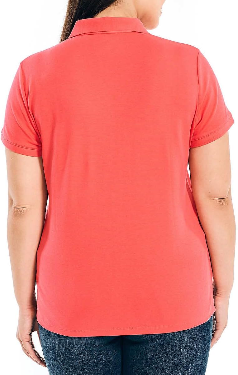 Nautica Women's Short Sleeve Polo Shirt, Womens 3-Button Cotton Golf Shirts - Pink XX-Large - Image 3