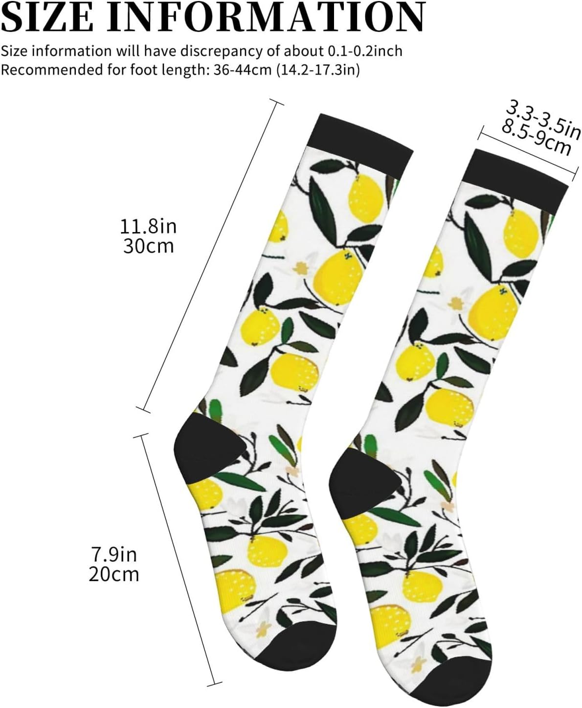 Lemon Pictures Whit Tight Fitting Women'S Men'S Knee High Running Socks