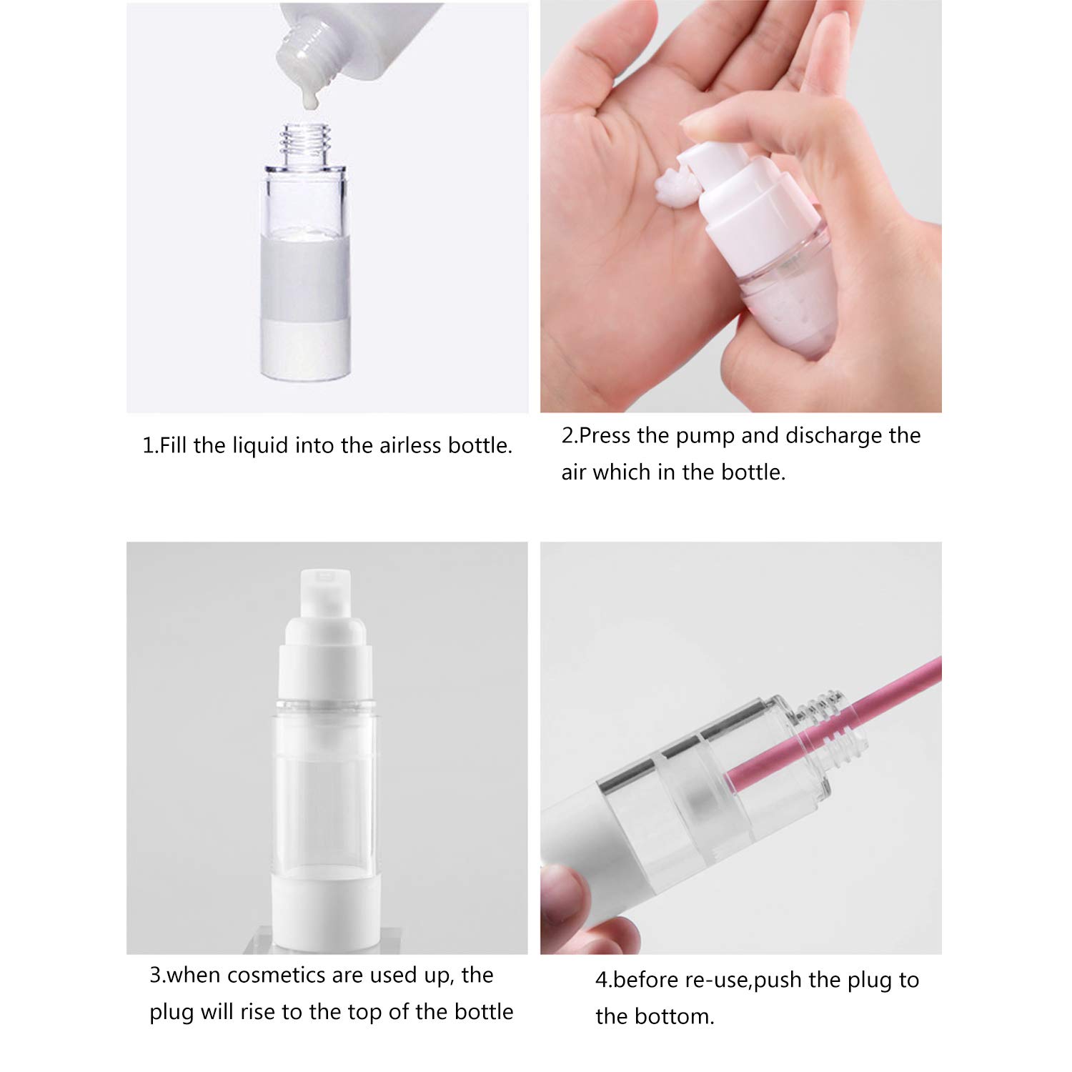 TRENDBOX Airless Vacuum Pump Travel Bottles for Lotions and Creams