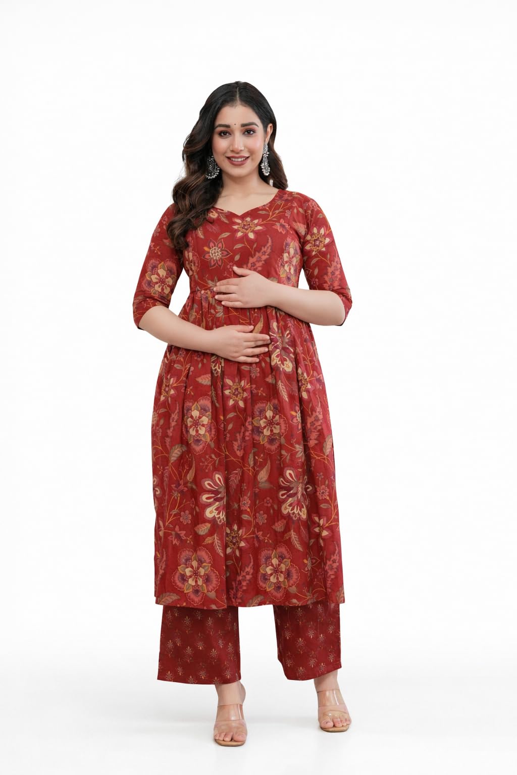 HENAL Maternity Kurta Pant Set for Women – Soft, Breathable & Comfortable Pregnancy Wear, Stylish Ethnic Outfit for Daily & Casual Use-picture-13