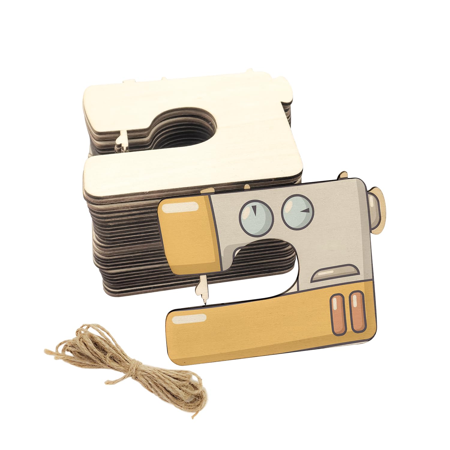 30 Pack 4 Inch Wood Sewing Machine Cutouts Unfinished Wood Sewing Machine Crafts Wooden Sewing Machine Hanging Ornaments DIY Sewing Machine Craft Gift Tags