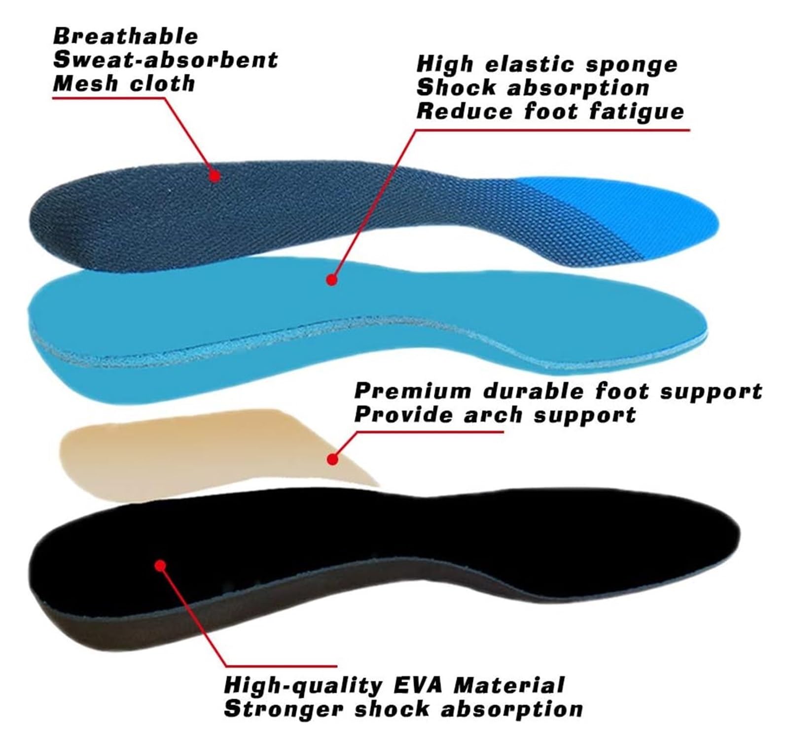 Inserti for fascite plantare, inserti ortotici a tutta lunghezza, solette di supporto for alto for iperpronazione, piedi piatti, speroni calcaneari e dolore ai piedi, donne e uomini che camminano e co