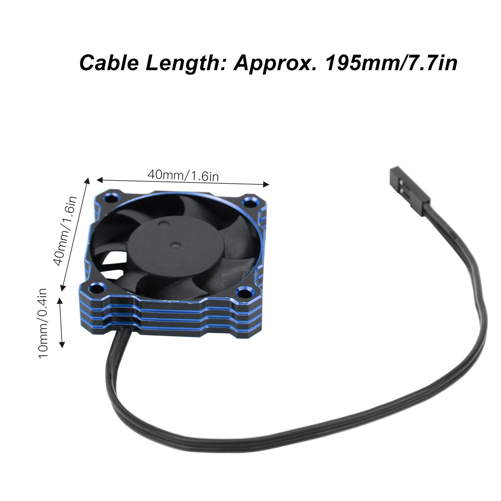 Lybunair High Speed Electric Motor Cooling Fan 40x40mm 16000RPM 5V-9V for 1/10 1/8 1/12 RC (Blue)