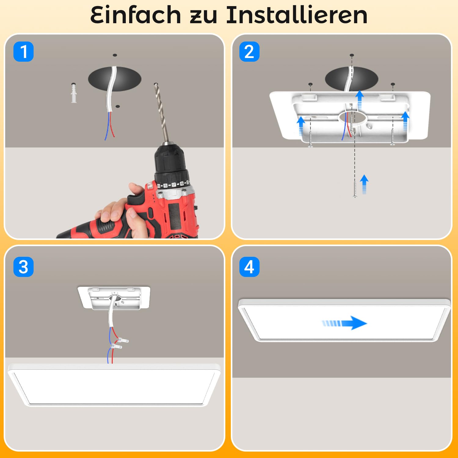 Peasur LED Deckenleuchte Flach 58x20cm 3500LM, Deckenlampe Dimmbar mit Fernbedienung 3000K-6500K, IP44 Küche Deckenleuchte Rechteckig LED Panel für Wohnzimmer Schlafzimmer Badezimmer Büro