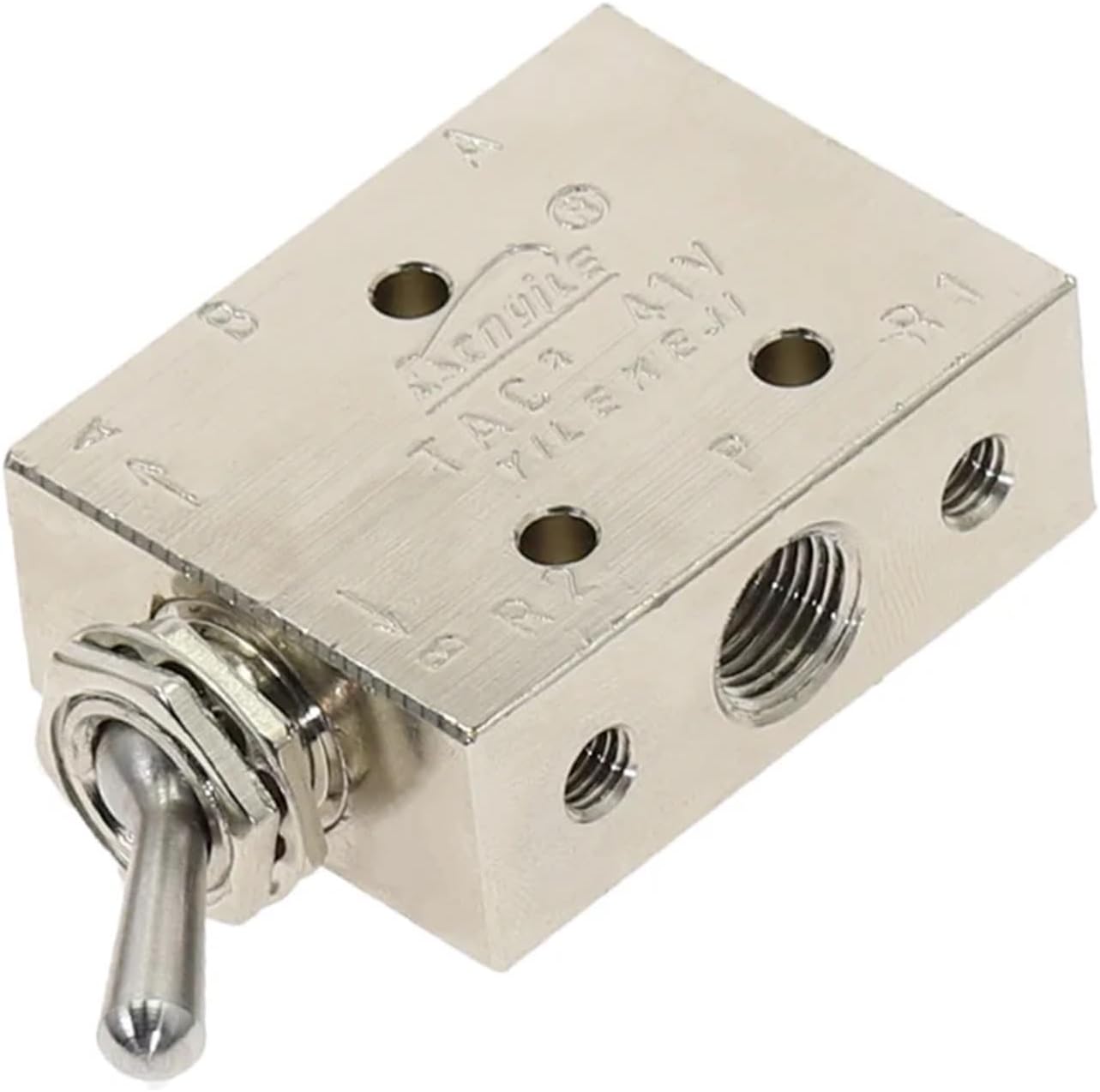 TAC2-41V Exhaust valve 2 Position 5Way 1/8" Self-locking Toggle Lever Mechanical Valve Pneumatic valve switch w Fittings Muffler(TAC2-41V)