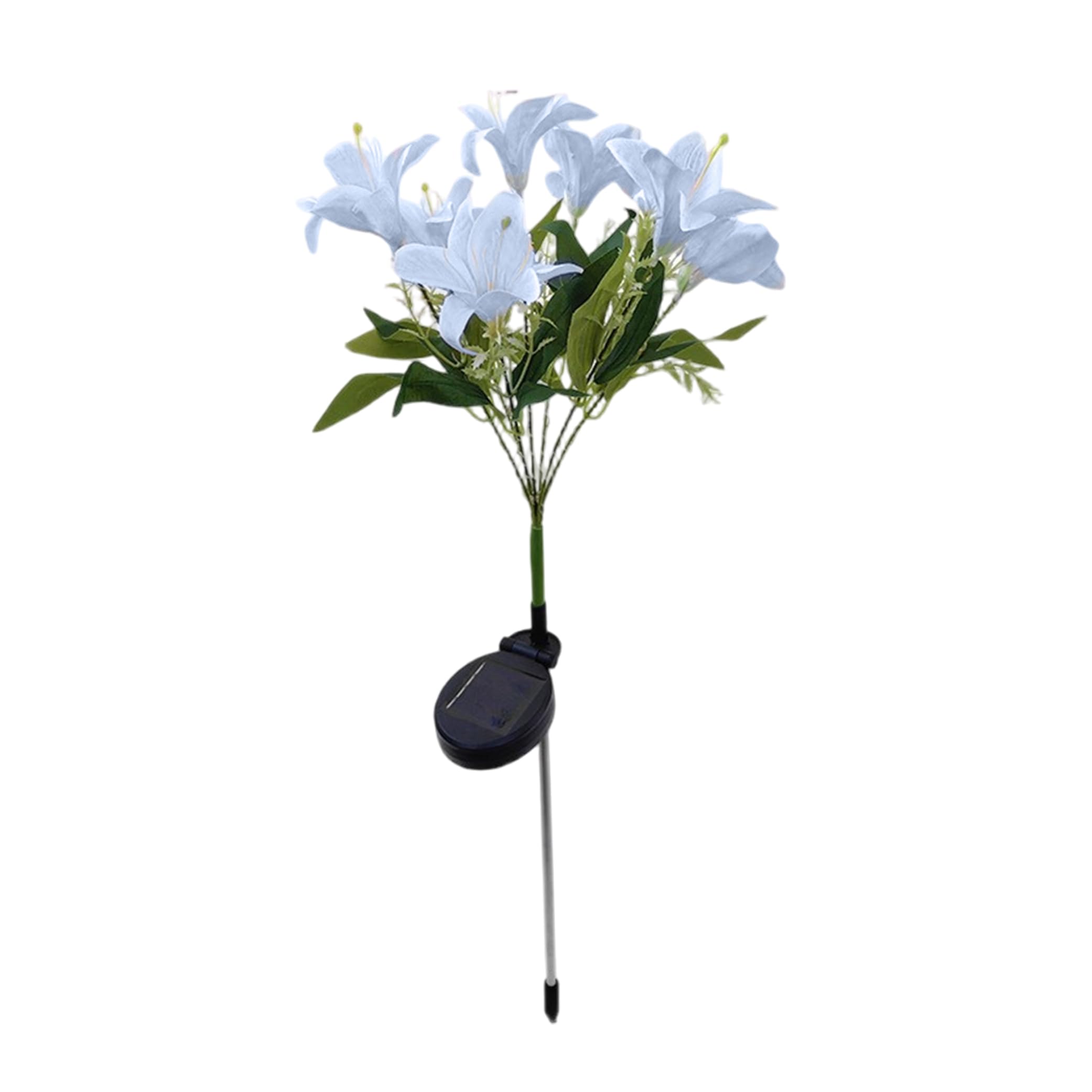 Solar Lily Flower Lights, 7-Head Solar Garden Lights with Auto Dusk Lighting & Stake Easy Install Lily Decor for Garden Lawn Yard Walkway, 28in, White Flower Outdoor Flowers