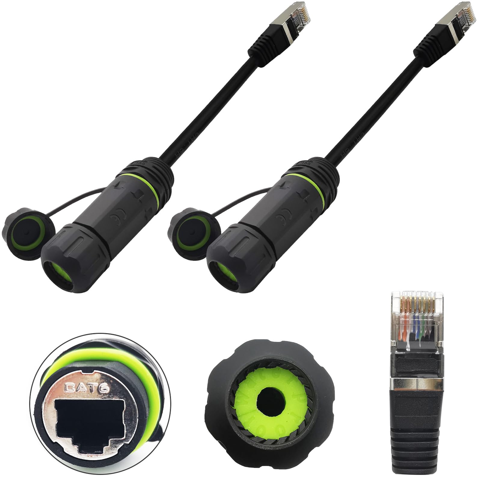 Connettore impermeabile RJ45, CTRICALVER Montaggio a pannello 2 pezzi IP68 Connettore cavo LAN Ethernet M20 esterno con schermatura CAT6, Accoppiatore cavo di rete con prolunga