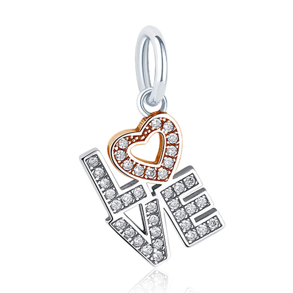 LYGBAOFUL Bracciale con ciondoli Adatto Perline a Forma di Cuore d'Amore in Oro Rosa in Argento Sterling 925 per la creazione di Gioielli da Donna