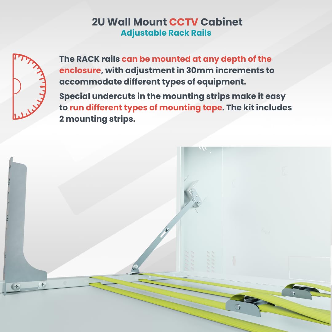 CCTV Armario Rack 19 Pulgadas 2U 130mm - Servidor Rack Fabricado en Metal Resistente - Bandeja Rack con Caja con Cerradura