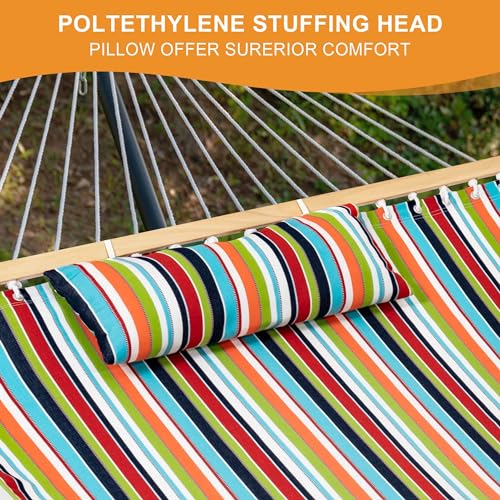 Lazy Daze Hammocks 12 FT Sunbrella Fabric Hammock not Fading with Spreader Bars and Free Pillow Fits for 2 Persons, All Weather and Fade Resistant for Patio Yard, 450 lbs Capacity, Carousel Confetti by Lazy Daze Hammocks - Image 5