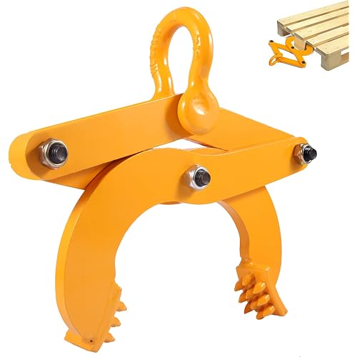 Pallet Puller Clamp 1T/2204LBS Pallet Jack Puller Steel Single Scissor Hook Puller, 5 Inch Jaw Opening Pallet Grabber Heavy Duty Forklift Material Handling Stump Puller Pulling Hoisting Wood-Yellow