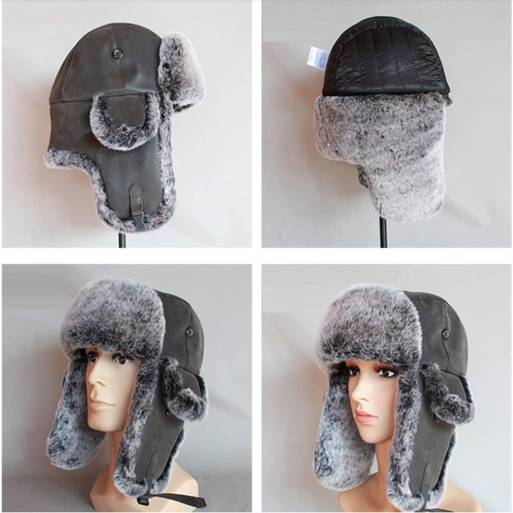 Bomber Hats Faux Leather Men Winter Warm Plush Earflap Women's Russian Snow Ski Caps