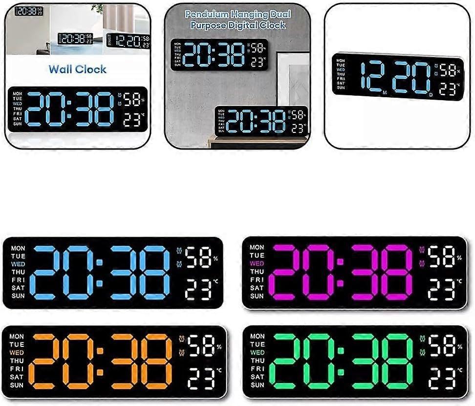 Sveglia digitale grande schermo con temperatura e calendario per camera da letto, orologio da comodino, per anziani, dormienti pesanti (luce arancione)
