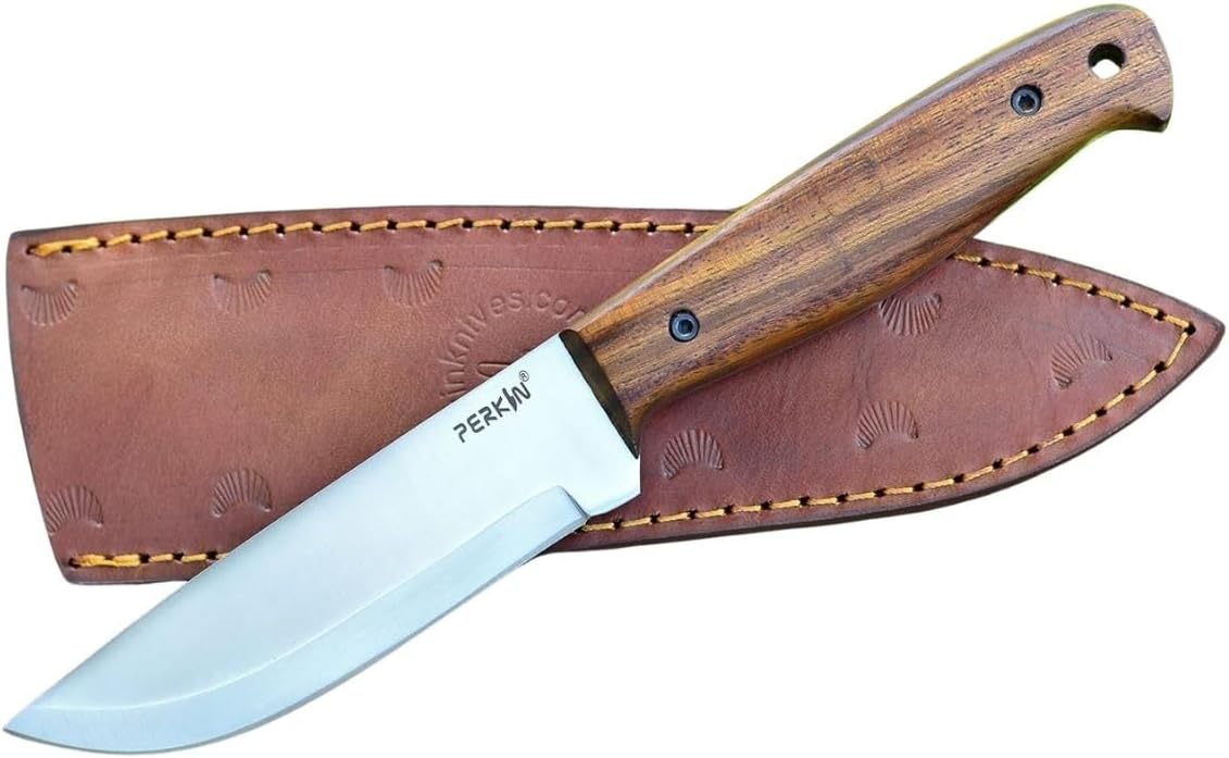 Perkin Premium Fixed Blade Hunting Knives with Sheath-Handmade Full Tang Bushcraft Fixed-Blade Knives for Survival, Camping, Hiking, Fighting, Outdoor Adventure Knife-Unisex Adults